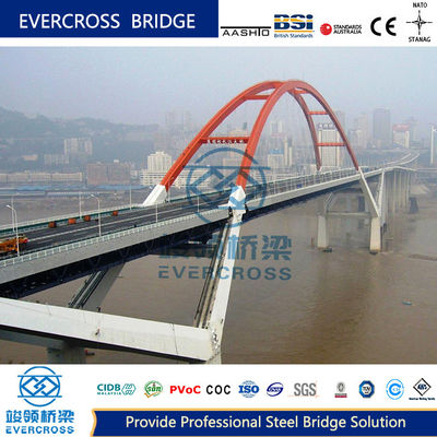 Large Span Painted Steel Arch Bridge Highway Bridge Long Life 