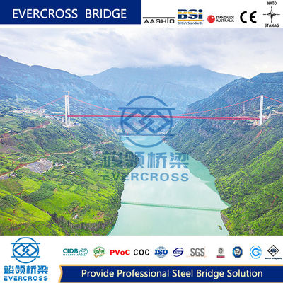 Prefabricate Steel Cable Suspension Prefab Steel Bridges Professtional Painted 