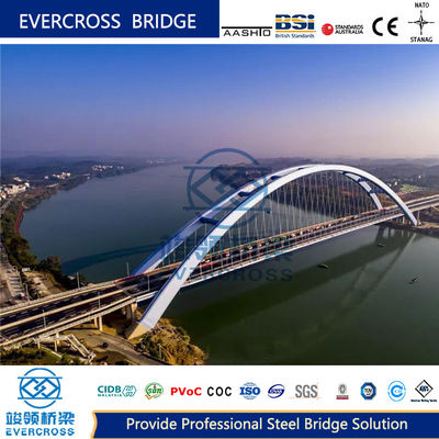 Upper Bearing Arch Steel Rigid Frame Bridge Painted With Concrete Deck