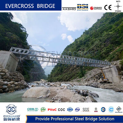 Ponte Bailey de aço galvanizado por imersão a quente e ponte de aço modular com padrão AASHTO LRFD e montagem rápida para reconstrução pós-deslizamento