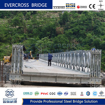 Ponte Bailey de resgate de emergência Ponte temporária modular de aço, ponte reutilizável de alívio de inundações para Nepal, Chile, Equador Recuperação de infraestrutura